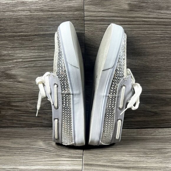 Sperry Top Sider Women's Silver Sequin Boat Shoe Size 7 - Picture 8 of 11